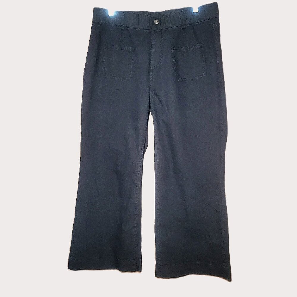 Women's Wide Leg Ankle Pull-on Black 4-[ocket Pants - Size L